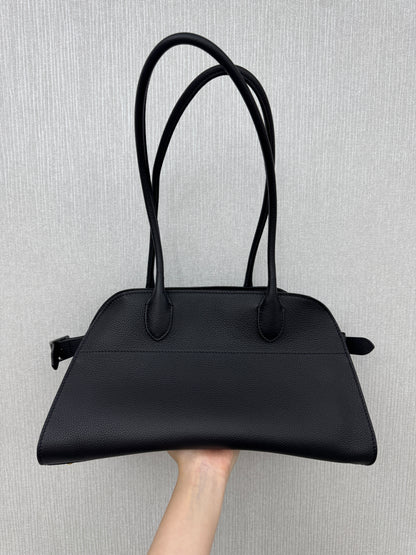 THE ROW Shoulder Marguax 12 黑色荔枝紋 Black Grained Calfskin