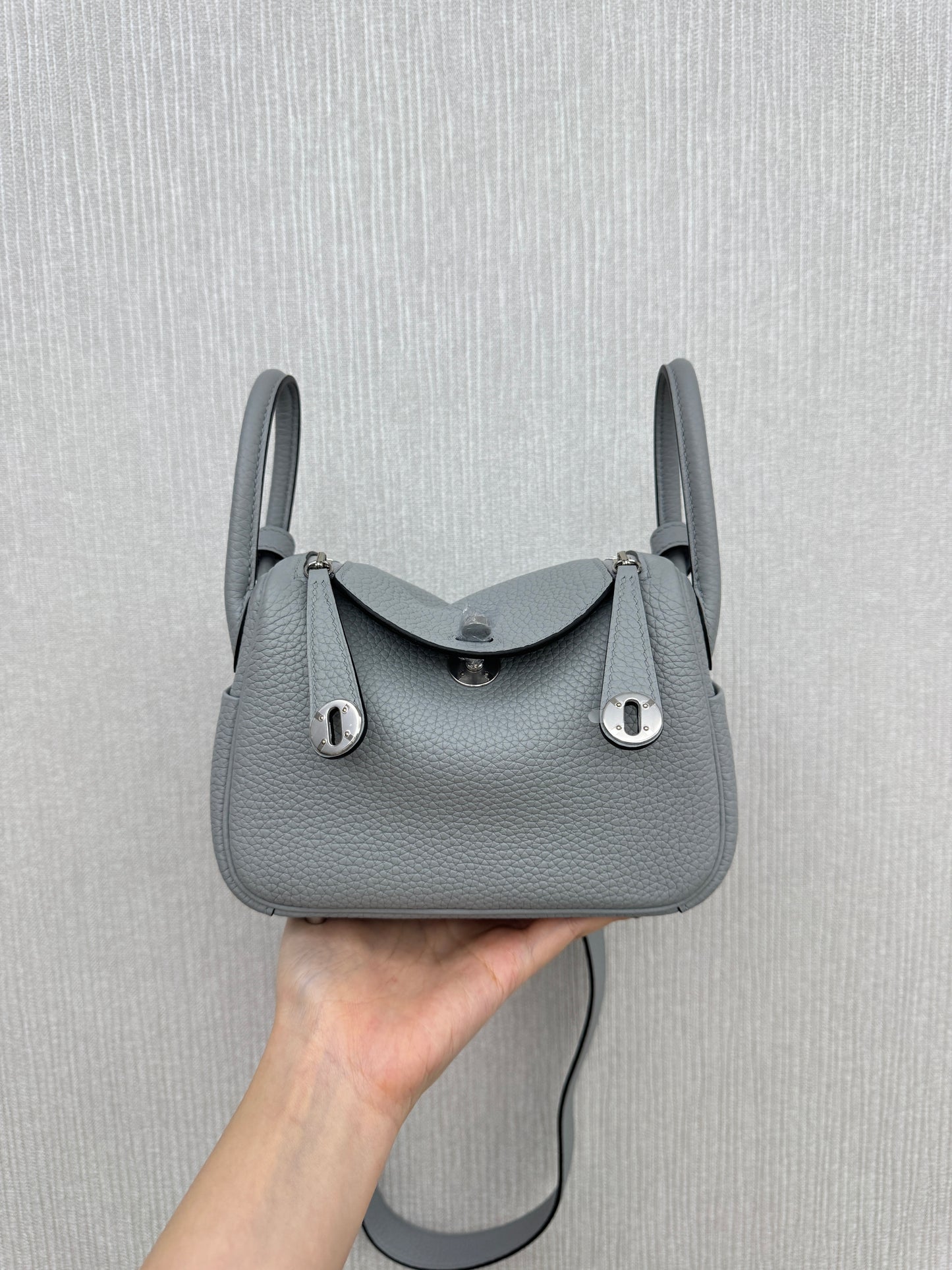 HERMES Mini Lindy II 木偶灰銀扣 TC Gris Platin PHW