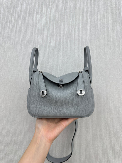 HERMES Mini Lindy II 木偶灰銀扣 TC Gris Platin PHW
