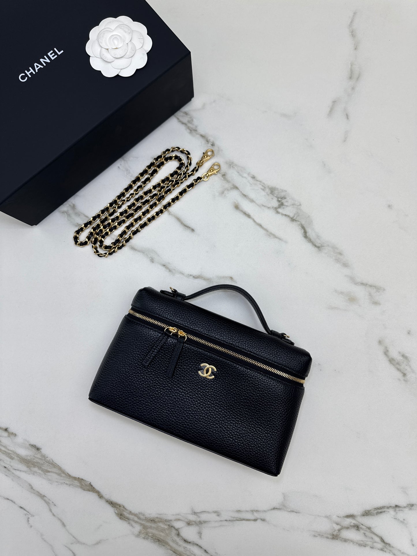 CHANEL 26A 荔枝紋LP盒子包 中號23cm