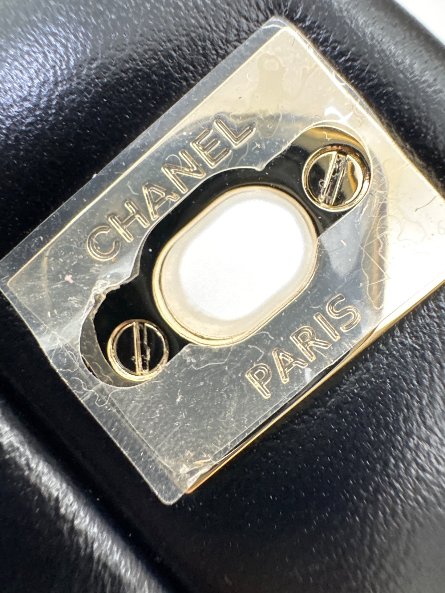 CHANEL Mini CF Handle 黑色羊皮淺金扣 Black Lambskin with GHE
