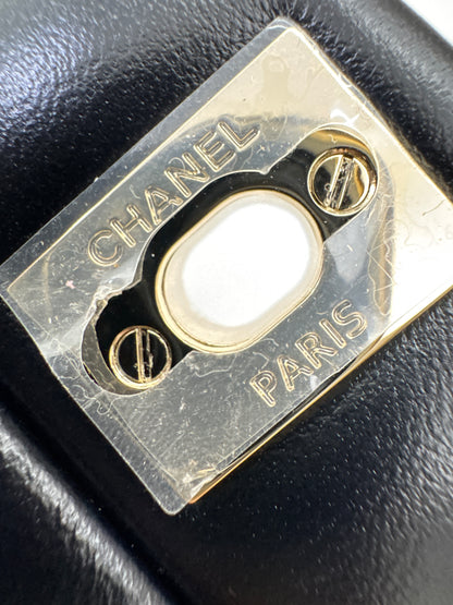 CHANEL Mini CF Handle 黑色羊皮淺金扣 Black Lambskin with GHE