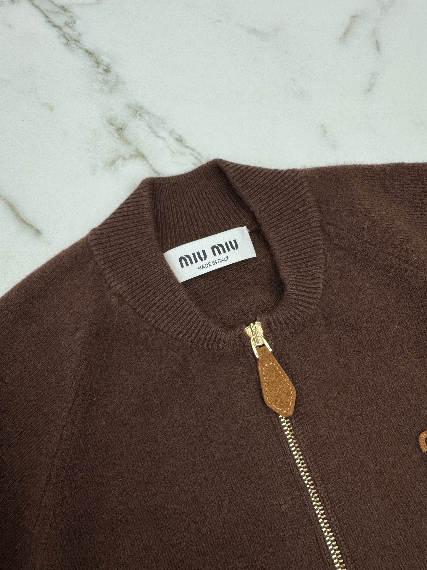 MIU MIU 深棕色針織短外套