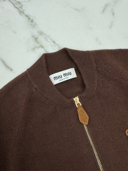 MIU MIU 深棕色針織短外套