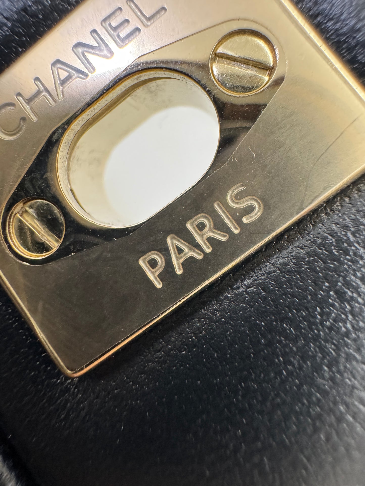 CHANEL 25K亮面淺金球 Mini CF20 Pearl Crush