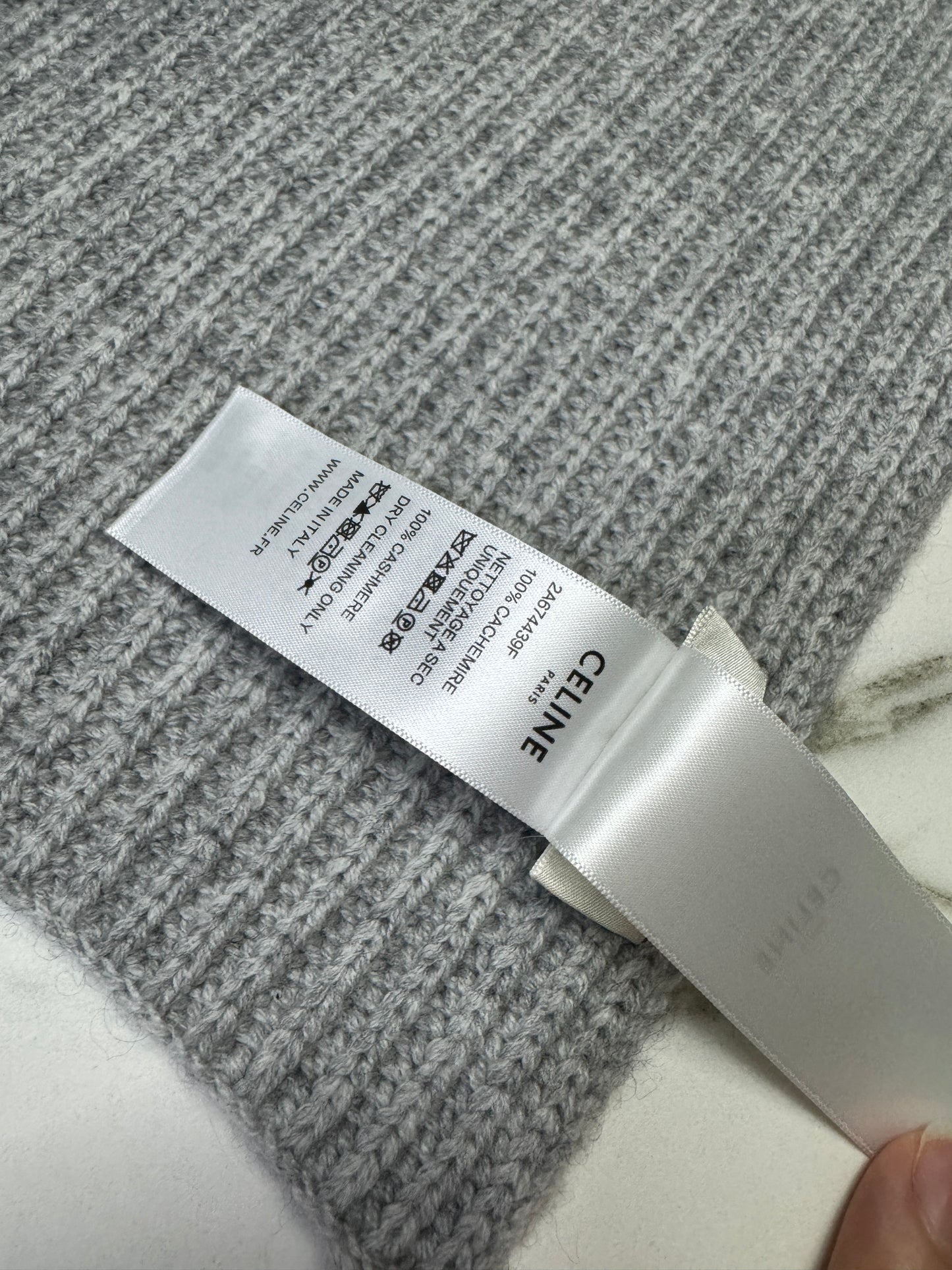 CELINE 灰色凱旋門 100% Cashmere 圍巾