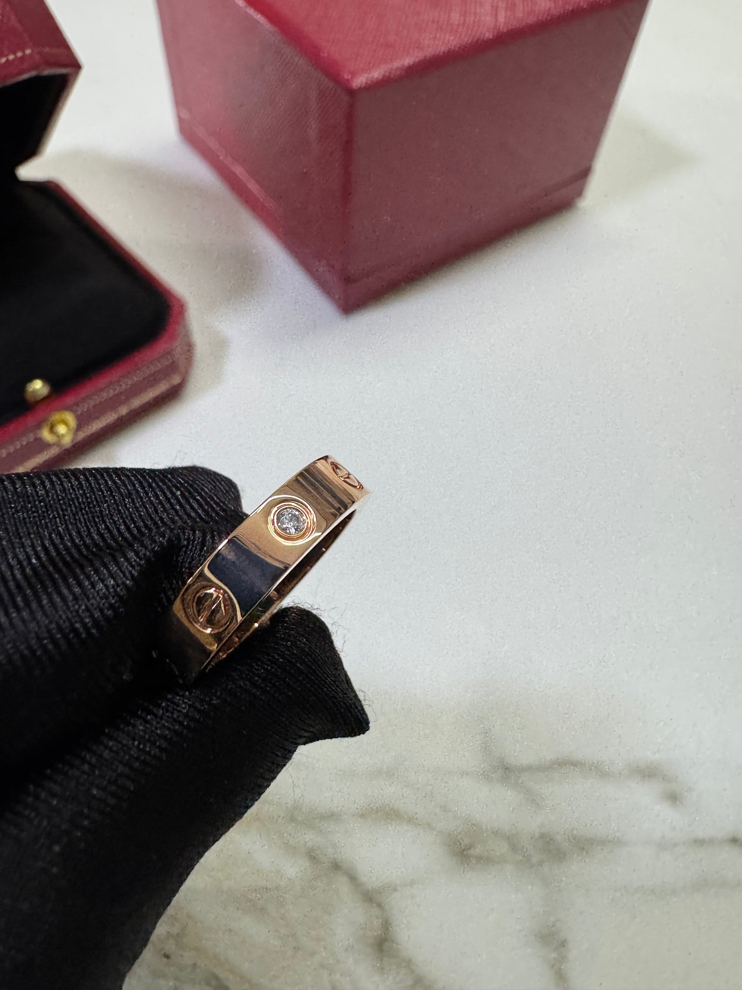 CARTIER Love 玫瑰金 單鑽戒指