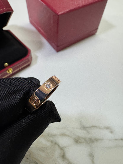 CARTIER Love 玫瑰金 單鑽戒指