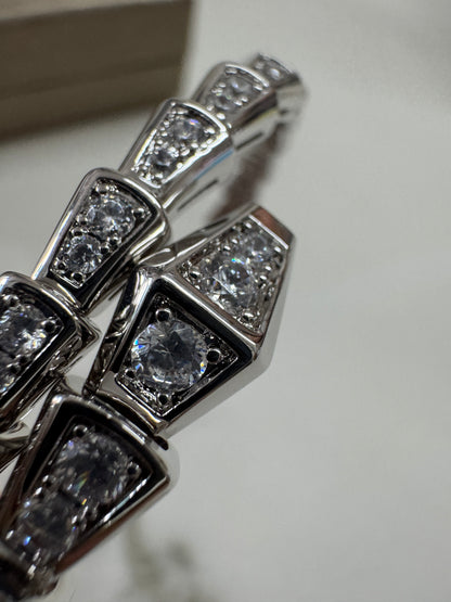 BVLGARI Serpenti 滿鑽手鐲 白金色