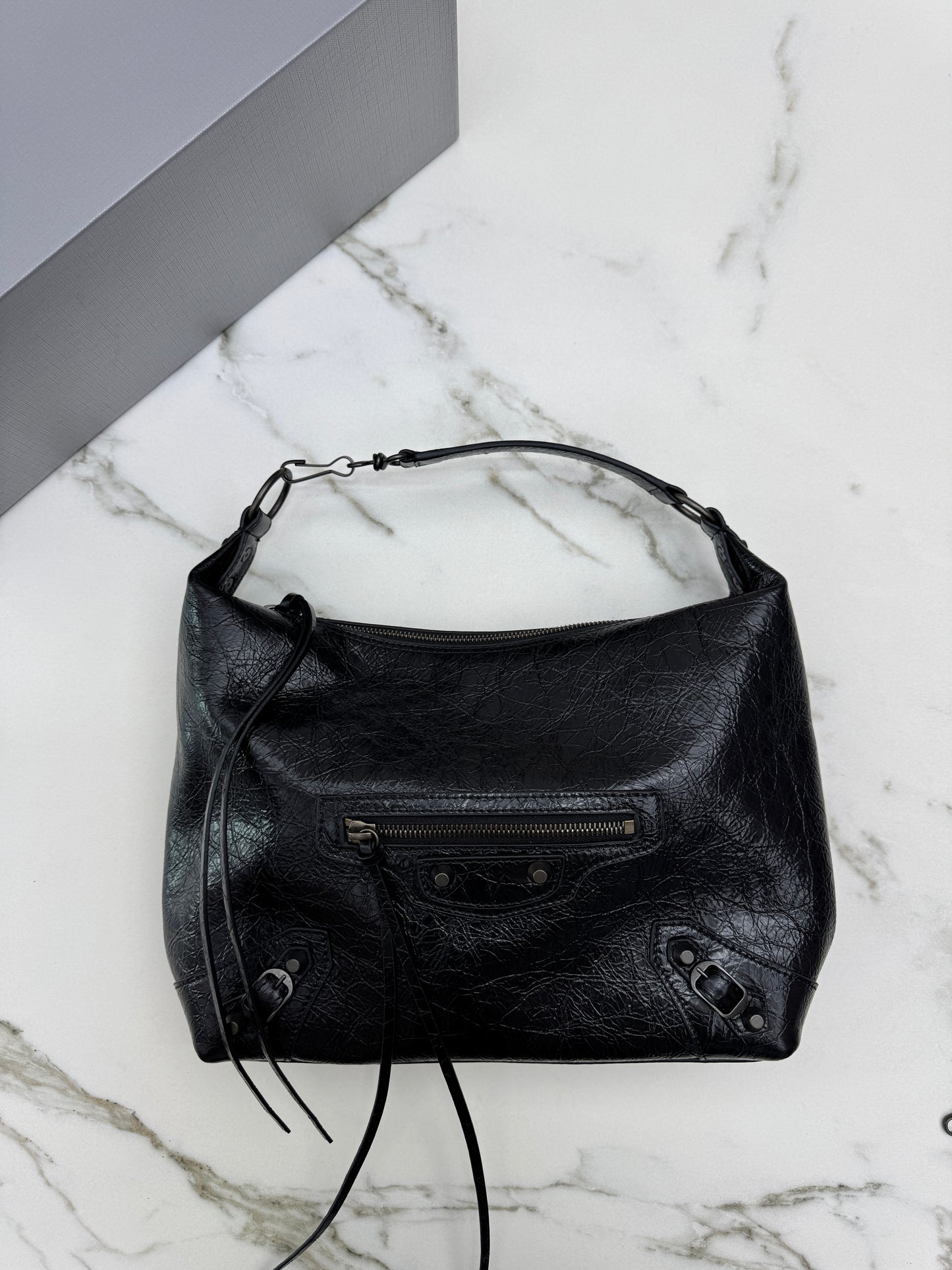 BALENCIAGA Le City Hobo 黑色油蠟皮