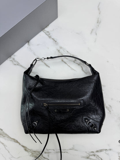 BALENCIAGA Le City Hobo 黑色油蠟皮