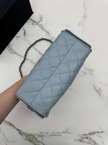 CHANEL Mini 25 Bag 霧霾藍銀扣