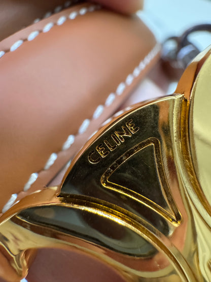 CELINE Triomphe 凱旋門皮帶1.8cm 金扣 棕色