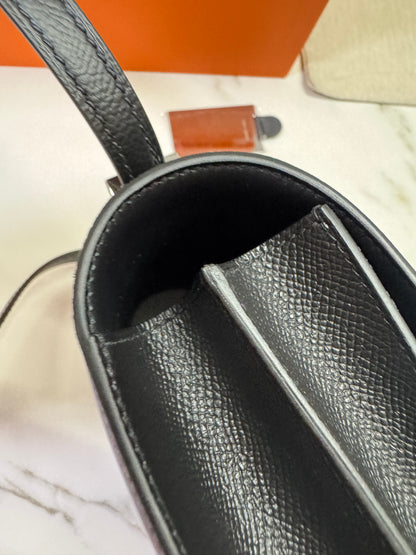 HERMES Mini Constance 新版 附鏡子 黑銀 Epsom PHW