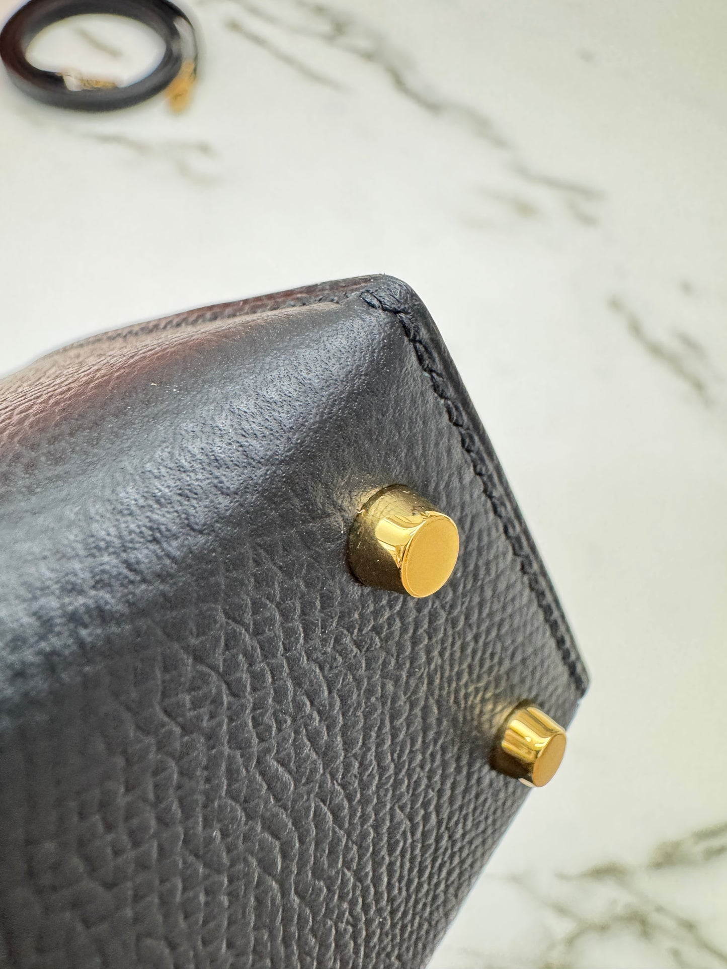 HERMES Mini Kelly II 黑金 Epsom Noir GHW