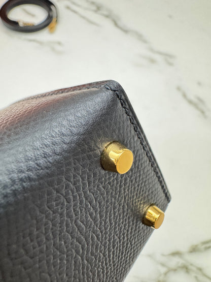 HERMES Mini Kelly II 黑金 Epsom Noir GHW