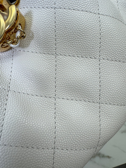 CHANEL Mini 25Bag 白色亮金扣