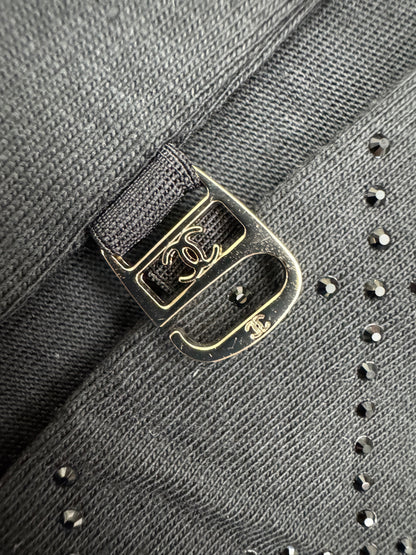 CHANEL 25S 燙鑽短袖Tee 黑色