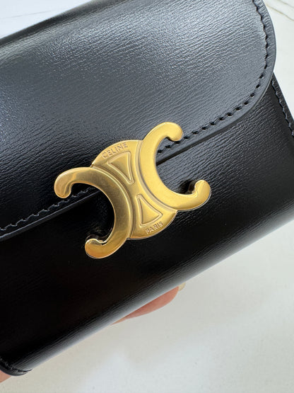 CELINE Wallet 凱旋門金扣Box皮