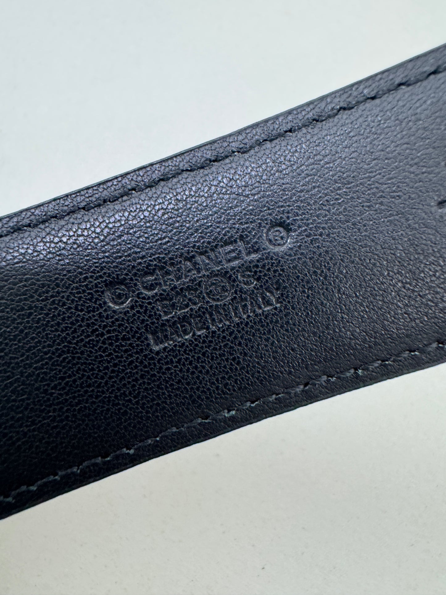 CHANEL 菱格紋 銀扣皮帶