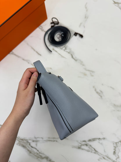 HERMES Mini 2424 木偶灰銀扣 Evercolor Gris Platin PHW