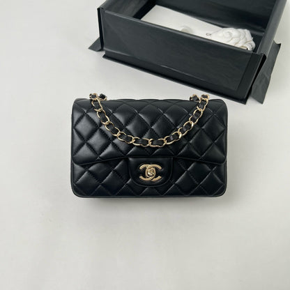 CHANEL CF20 黑色羊皮 金扣