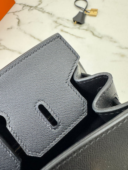 HERMES Birkin 25 黑色 Madame 拉絲金扣 89 Noir Sellier