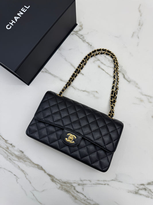 CHANEL CF25 Medium 黑金牛 Black Calfskin GHW