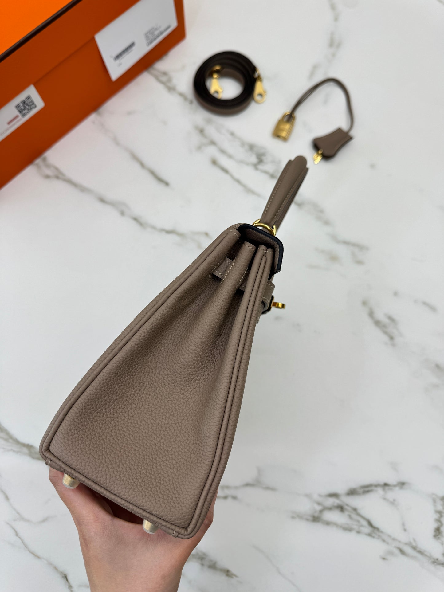 HERMES Kelly 25 斑鳩灰金扣 內縫 Togo 81 Gris Tourterelle GHW