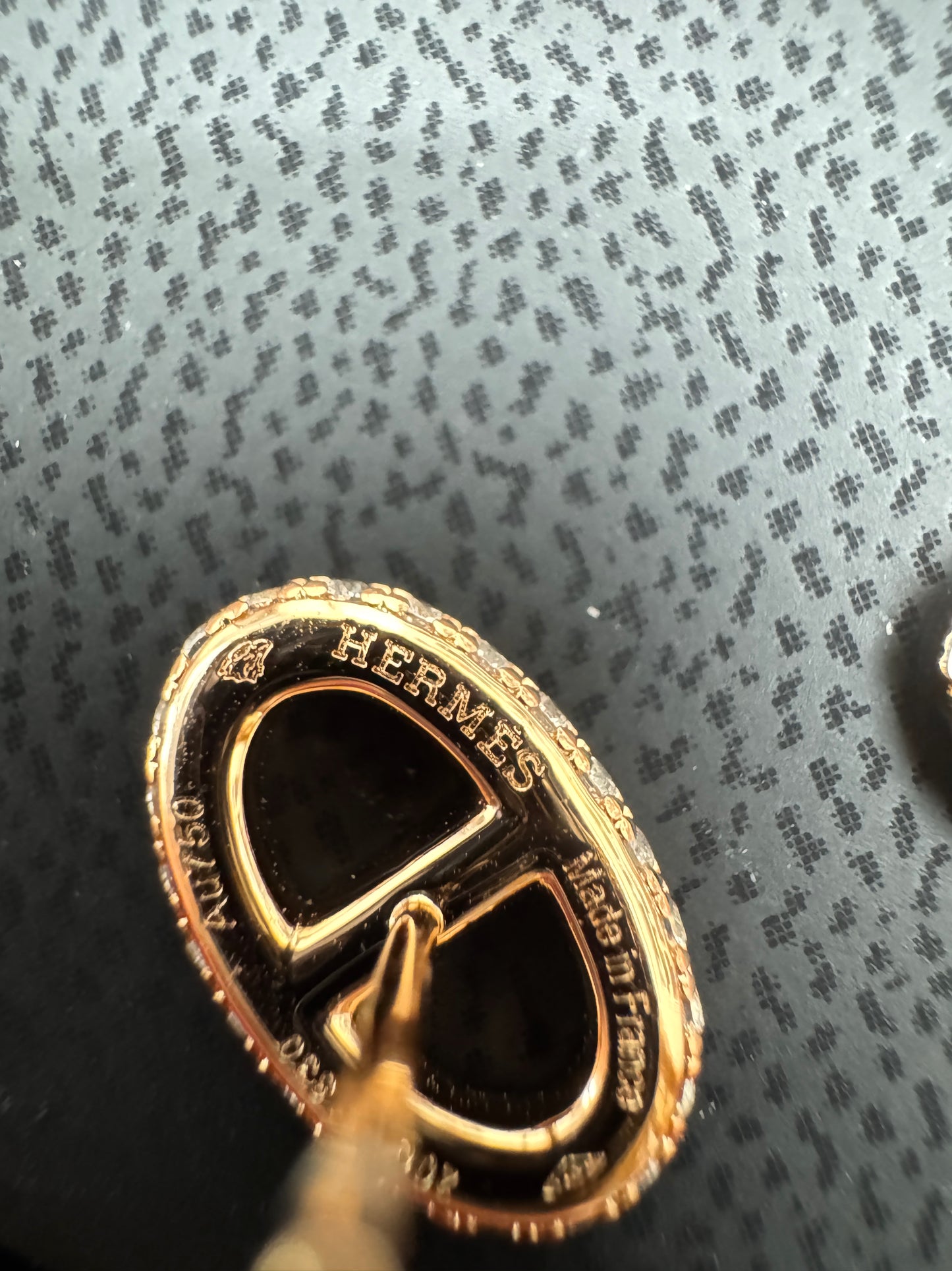 HERMES 豬鼻滿鑽玫瑰金耳環