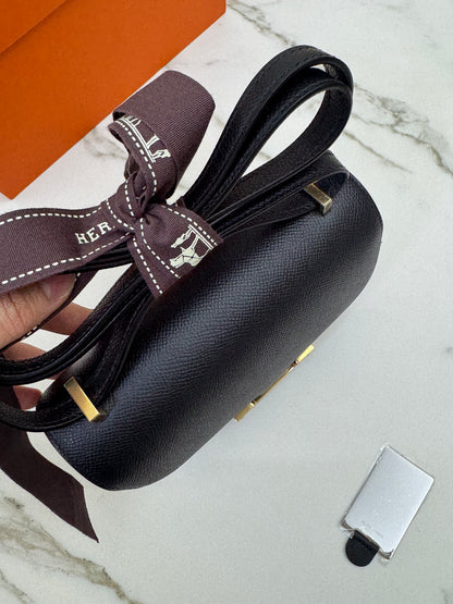 HERMES Mini Constance 黑金 Epsom Noir GHW 新鏡子版