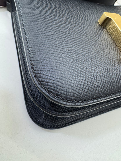 HERMES Mini Constance 黑金 Epsom Noir GHW 新鏡子版
