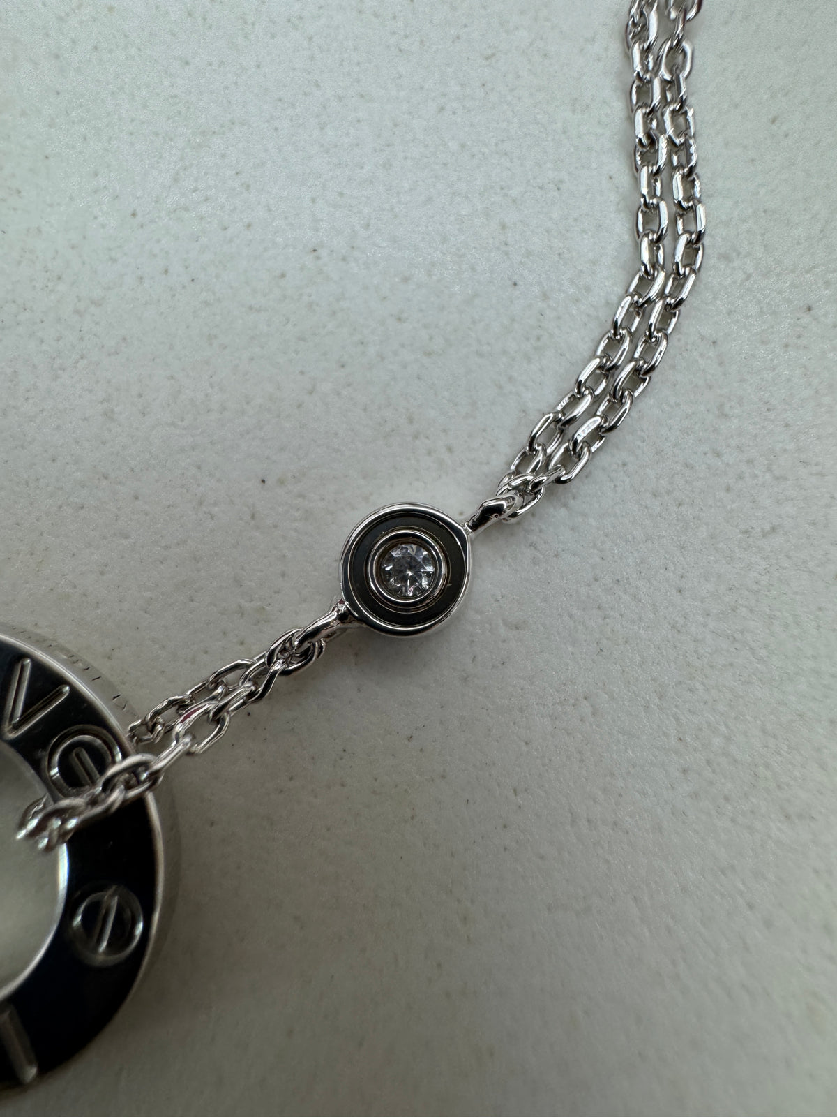 CARTIER Love 雙層小圓餅項鏈 白金色