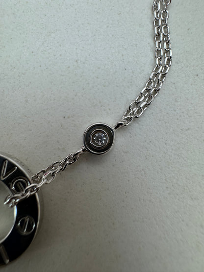 CARTIER Love 雙層小圓餅項鏈 白金色
