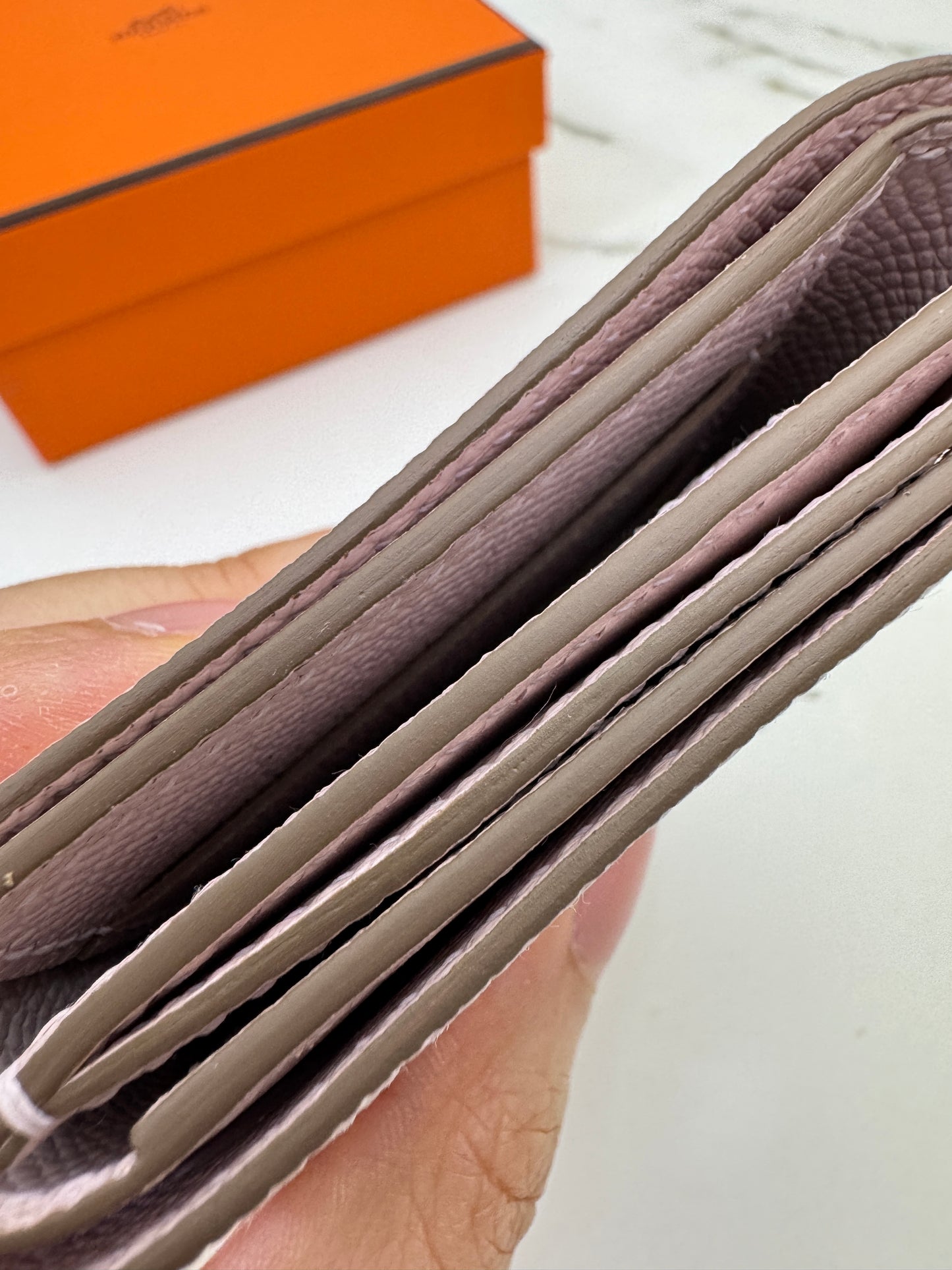 HERMES Bearn Wallet 三摺錢包 夢幻紫銀扣 Epsom Mauve Pale PHW