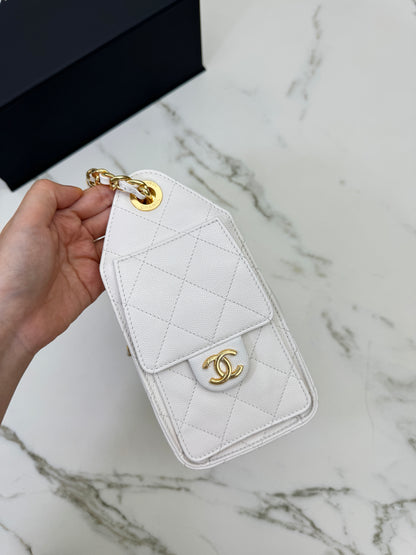 CHANEL Mini 25Bag 白色亮金扣