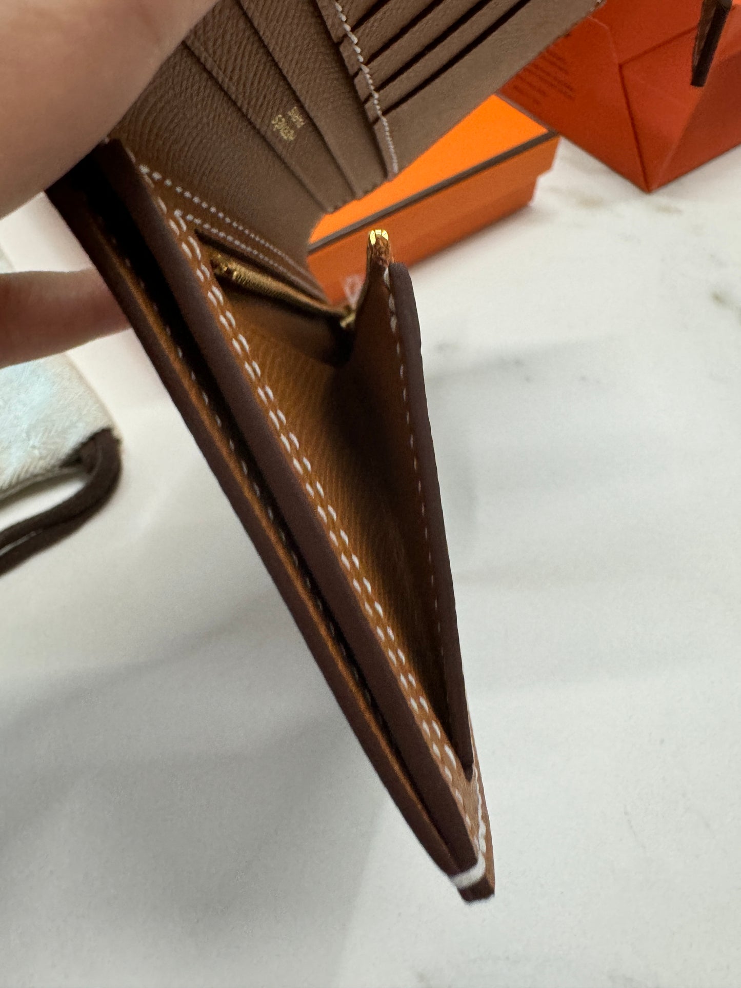 HERMES Bearn Compact Wallet 金棕色 金扣 Gold