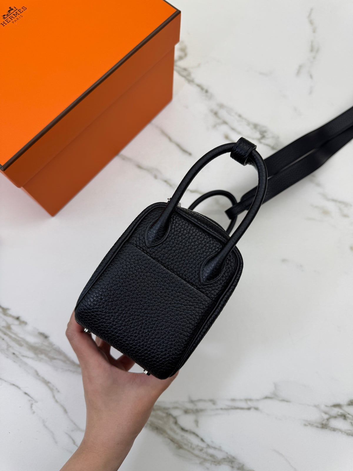 HERMES Mini Lindy 一代 黑銀 Noir PHW
