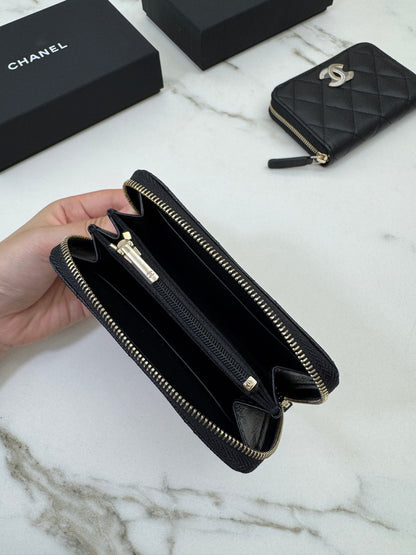 CHANEL 24B半鑽扣 加大零錢包 可放對摺紙幣