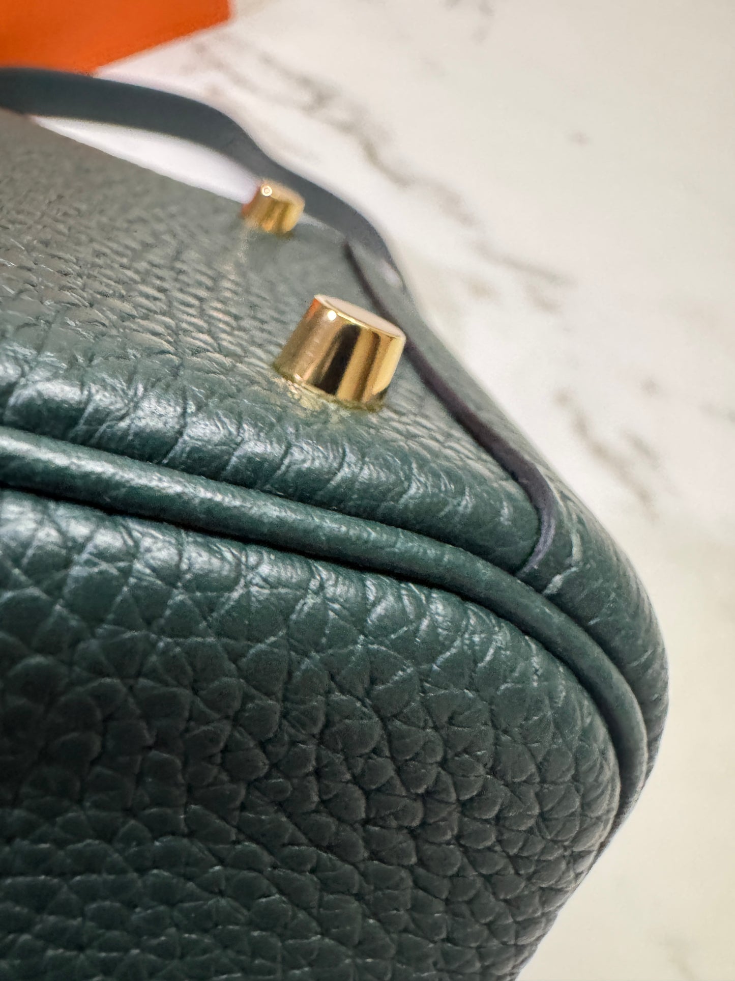 HERMES Mini Lindy II 深綠色 金扣 67 Vert Fonce TC GHW