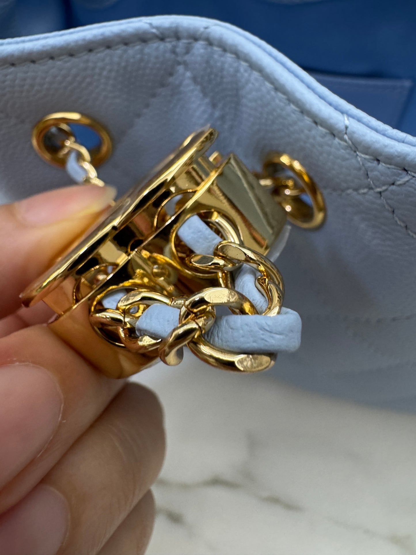CHANEL Mini 25Bag 26A Baby Blue 亮金扣