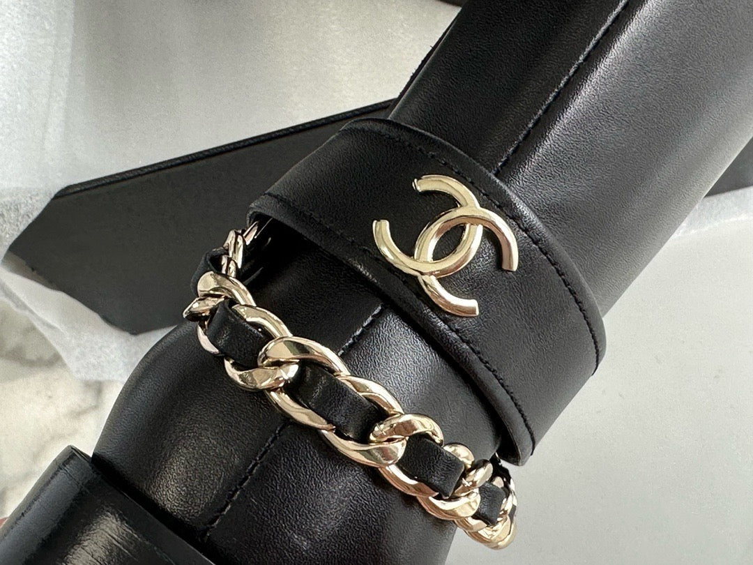CHANEL 鏈條騎士長靴 23a
