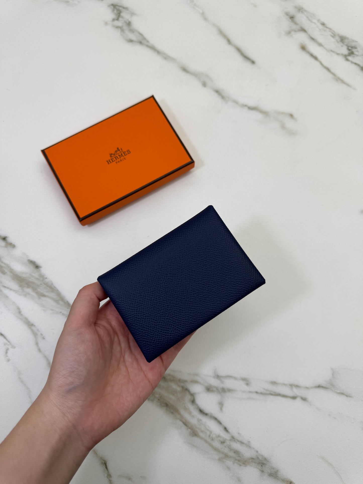 HERMES Calvi Duo 海軍藍 7U Navy Epsom