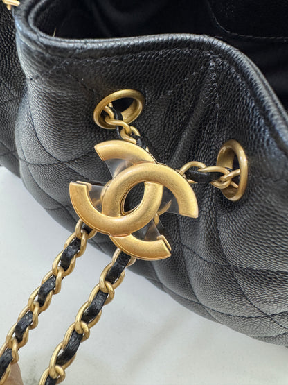 CHANEL Mini 25 Bag 黑色荔枝皮 金扣 Caviar Calfskin GHW