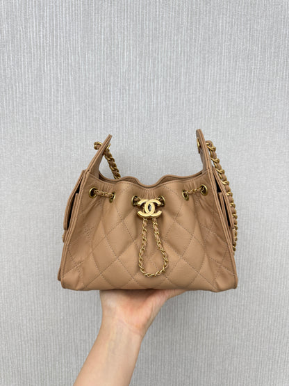 CHANEL Mini 25Bag 奶茶杏荔枝皮 Caviar Calfskin