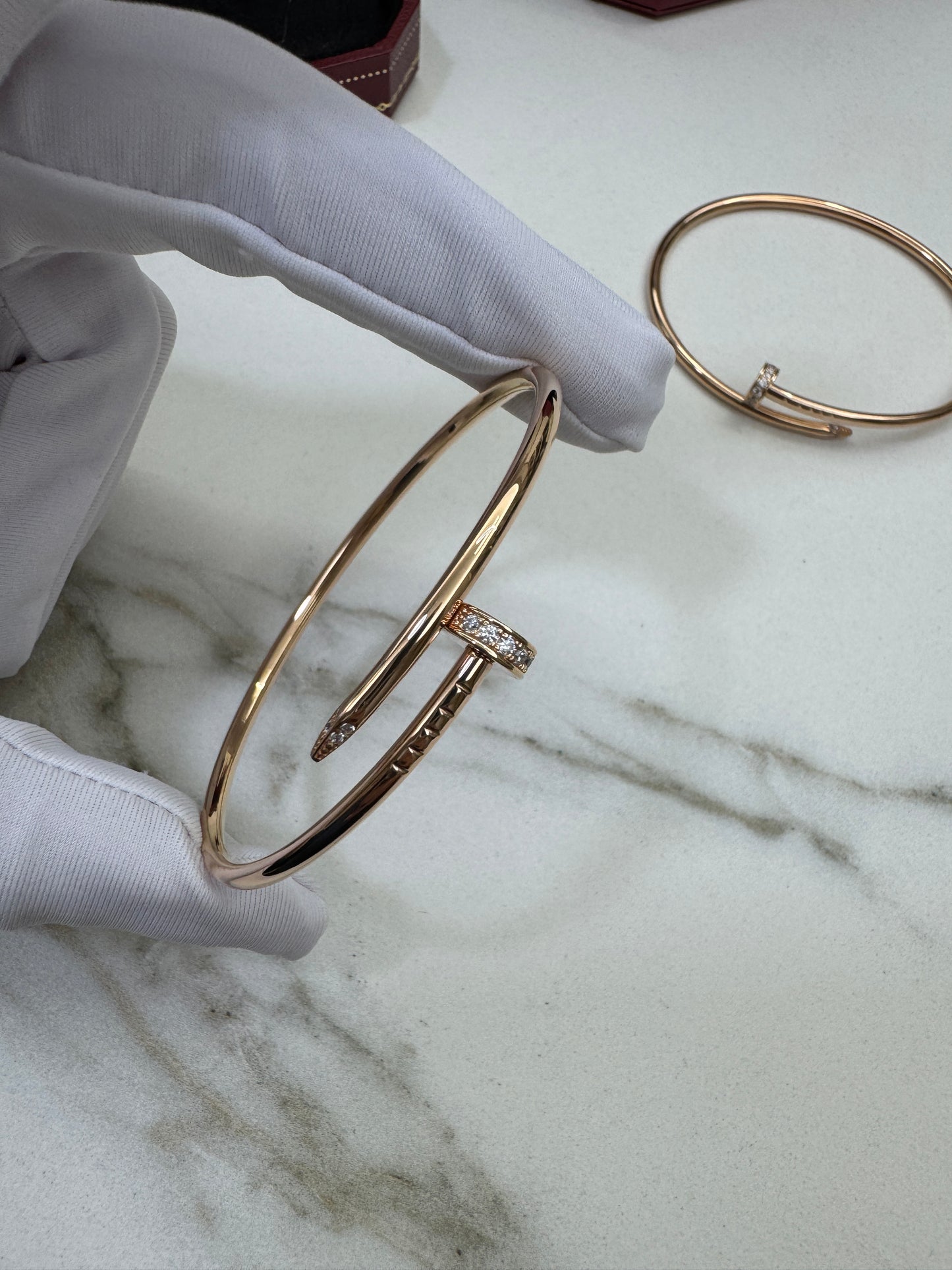 CARTIER Juste un Clou 窄版釘子手鐲 玫瑰金帶鑽