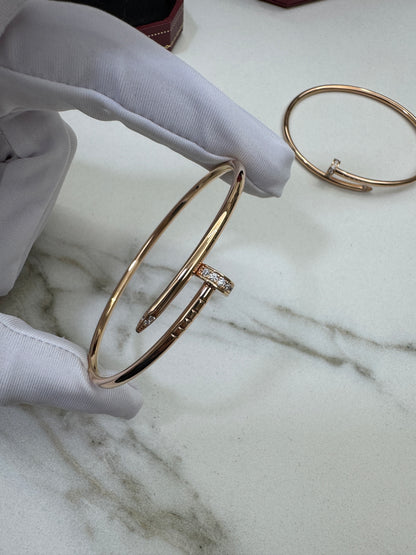 CARTIER Juste un Clou 窄版釘子手鐲 玫瑰金帶鑽