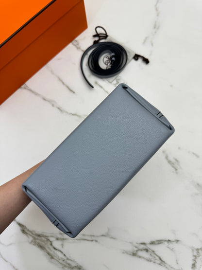 HERMES Mini 2424 木偶灰銀扣 Evercolor Gris Platin PHW