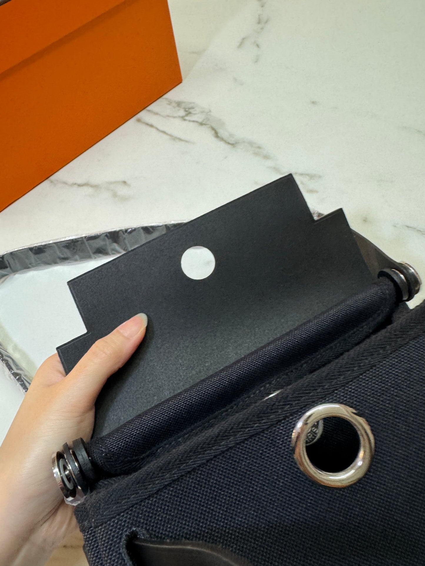 HERMES Mini Herbag 黑銀