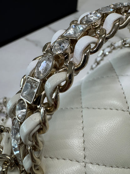 CHANEL 23A水鑽手柄 Mini CF Handle 白色